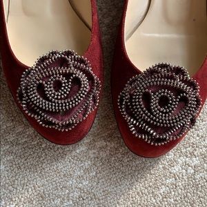 BURGUNDY Butter Suede Kitten Heel - Size 9.5